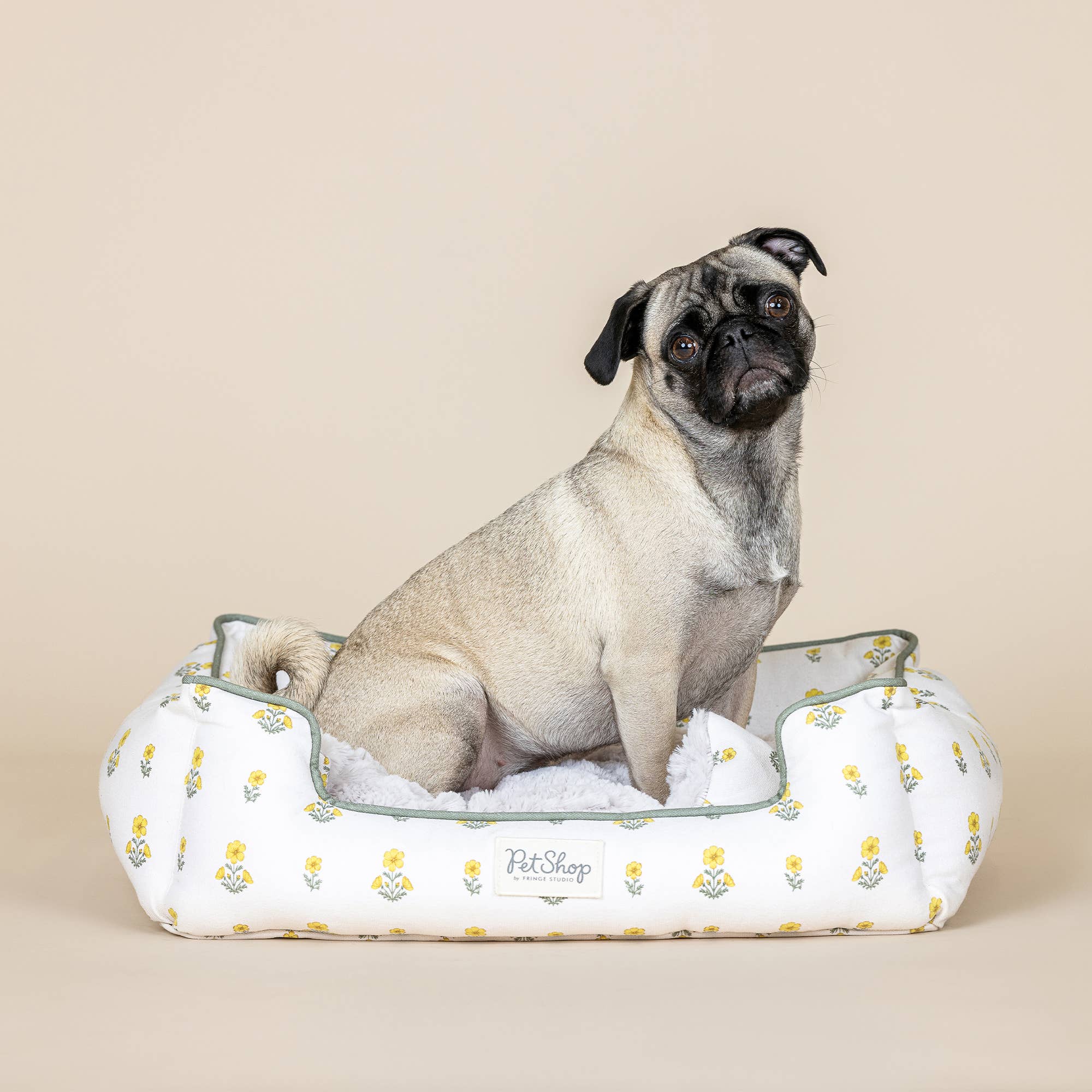 Petshop by Fringe Studio - BLOCK PRINT MARIGOLD SMALL ROUND PET BED