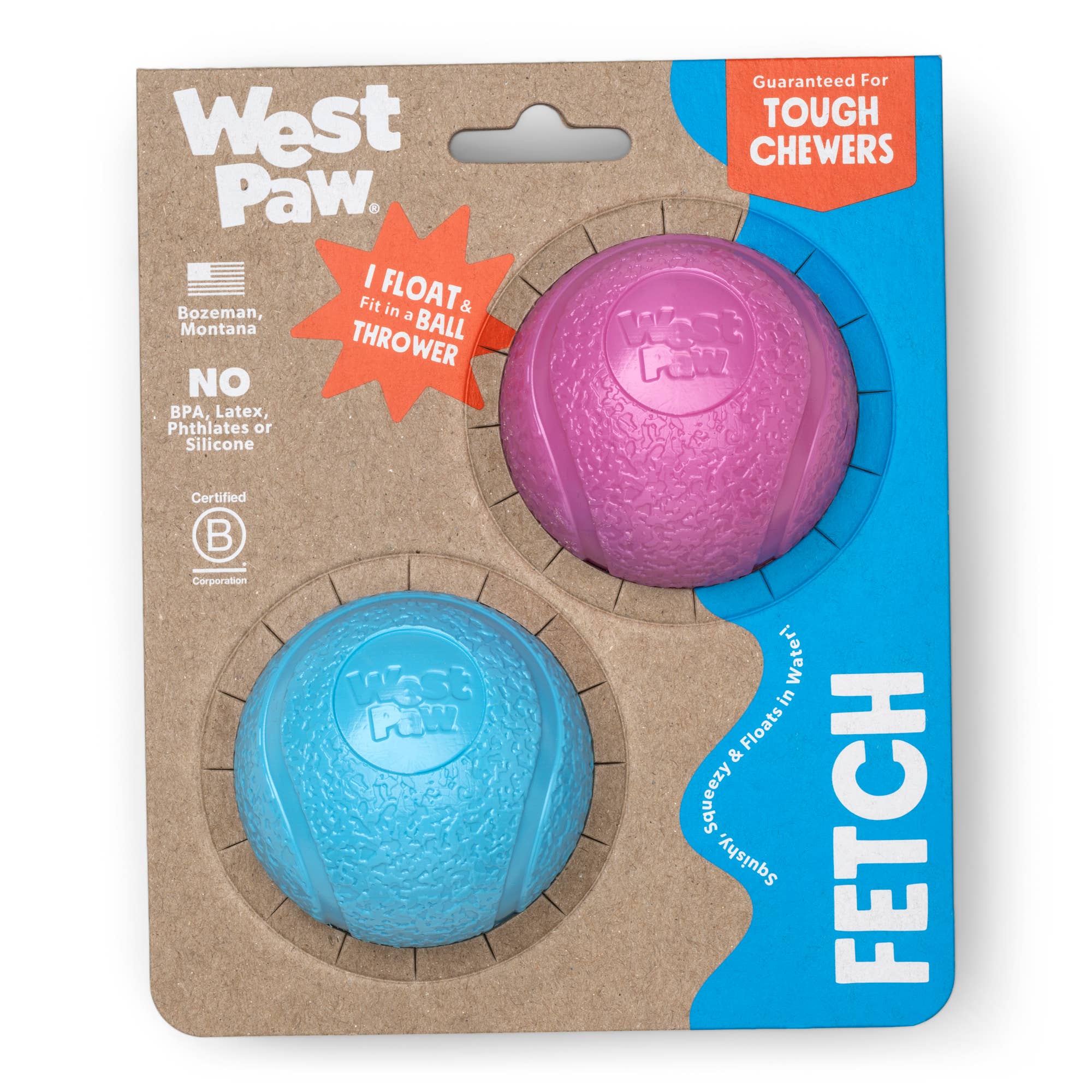 West Paw - Boundr® 2-Pack Dog Toy Ball for Play, Chew, and Fetch: Glow