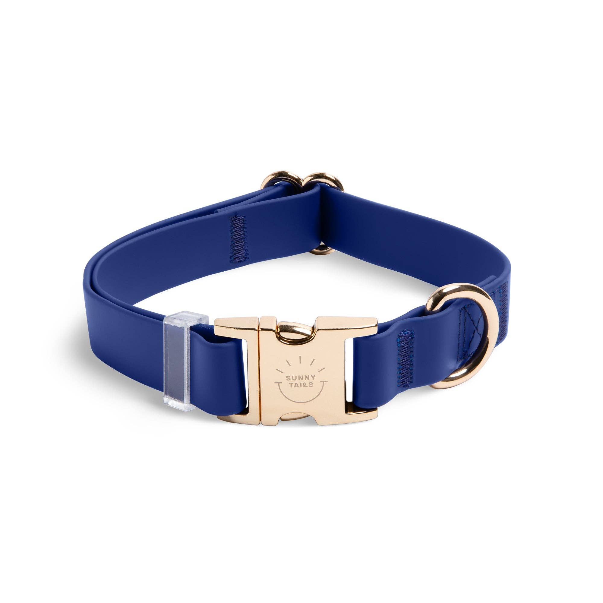 SUNNY TAILS - Signature Navy Waterproof Dog Collar: LARGE