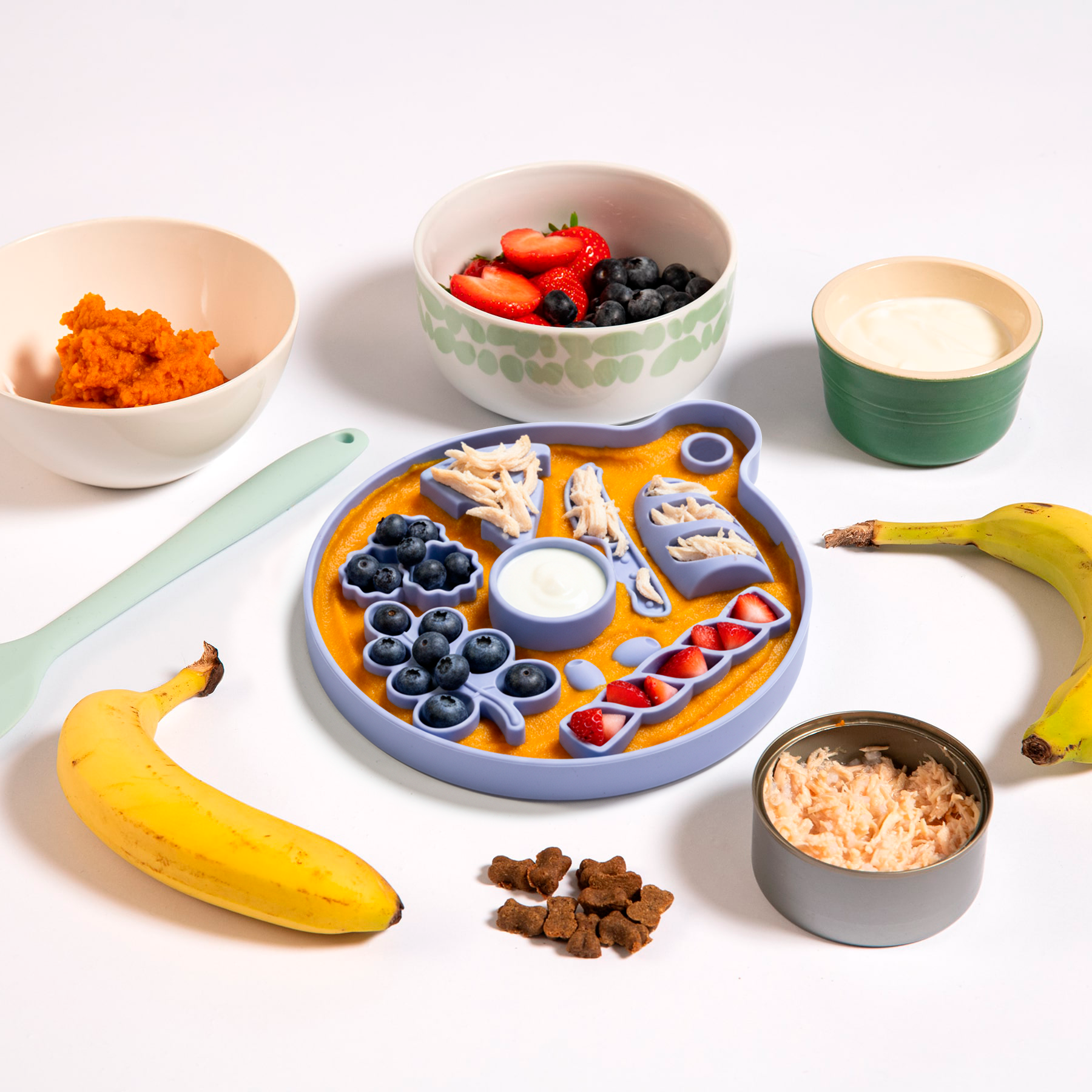 Awoo - Smorgasboard Charcuterie Lick Mat &amp; Slow Feeder: Misty Blue