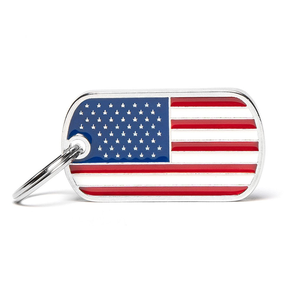 MyFamily Custom Engraved ID Tag - USA Flag