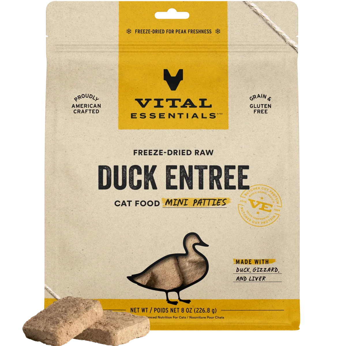 Vital Essentials Freeze-Dried Raw Protein Duck Mini Patties Cat Food
