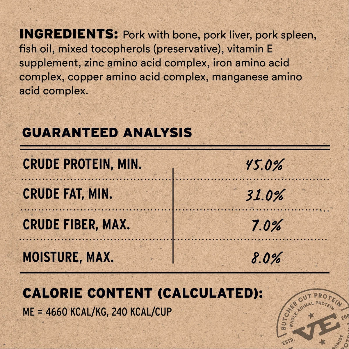 Vital Essentials Freeze-Dried Raw Protein Pork Crunchy Nibs Cat Food
