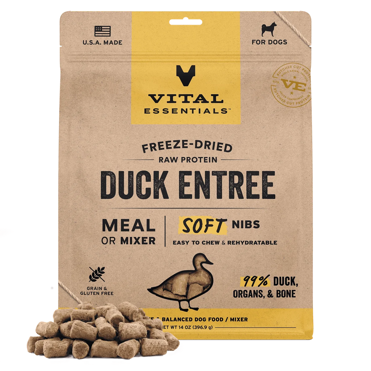 Vital Essentials Freeze-Dried Raw Duck Soft Nibs Entree - 14oz
