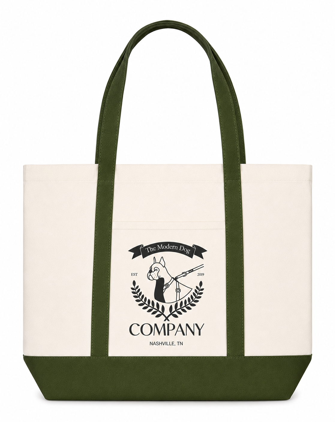 The Modern Dog Company Two-Tone Olive Cotton Canvas Tote Bag