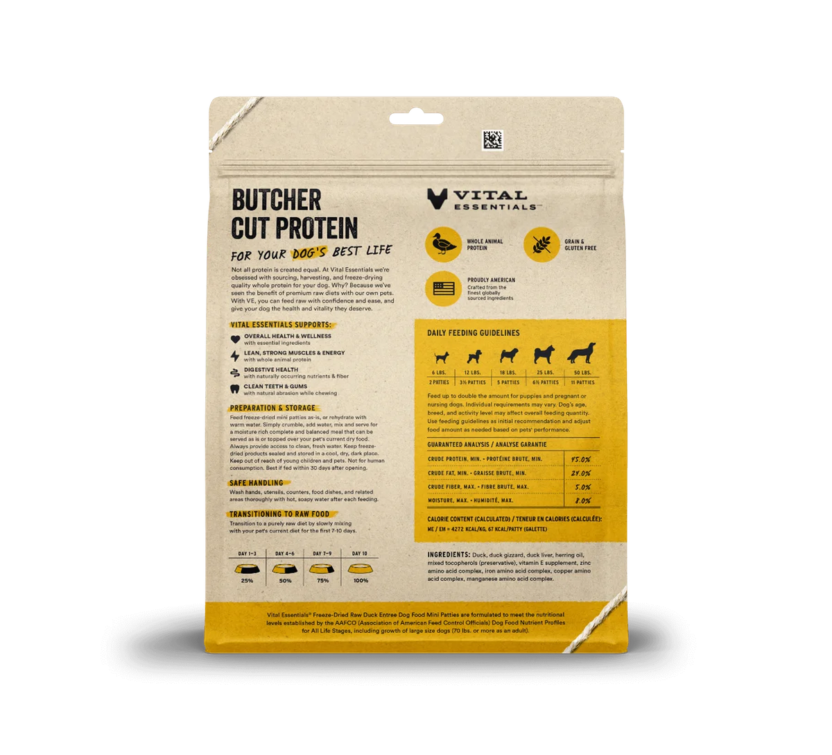 Vital Essentials Freeze-dried Raw Duck Mini Patties Entree - 14oz