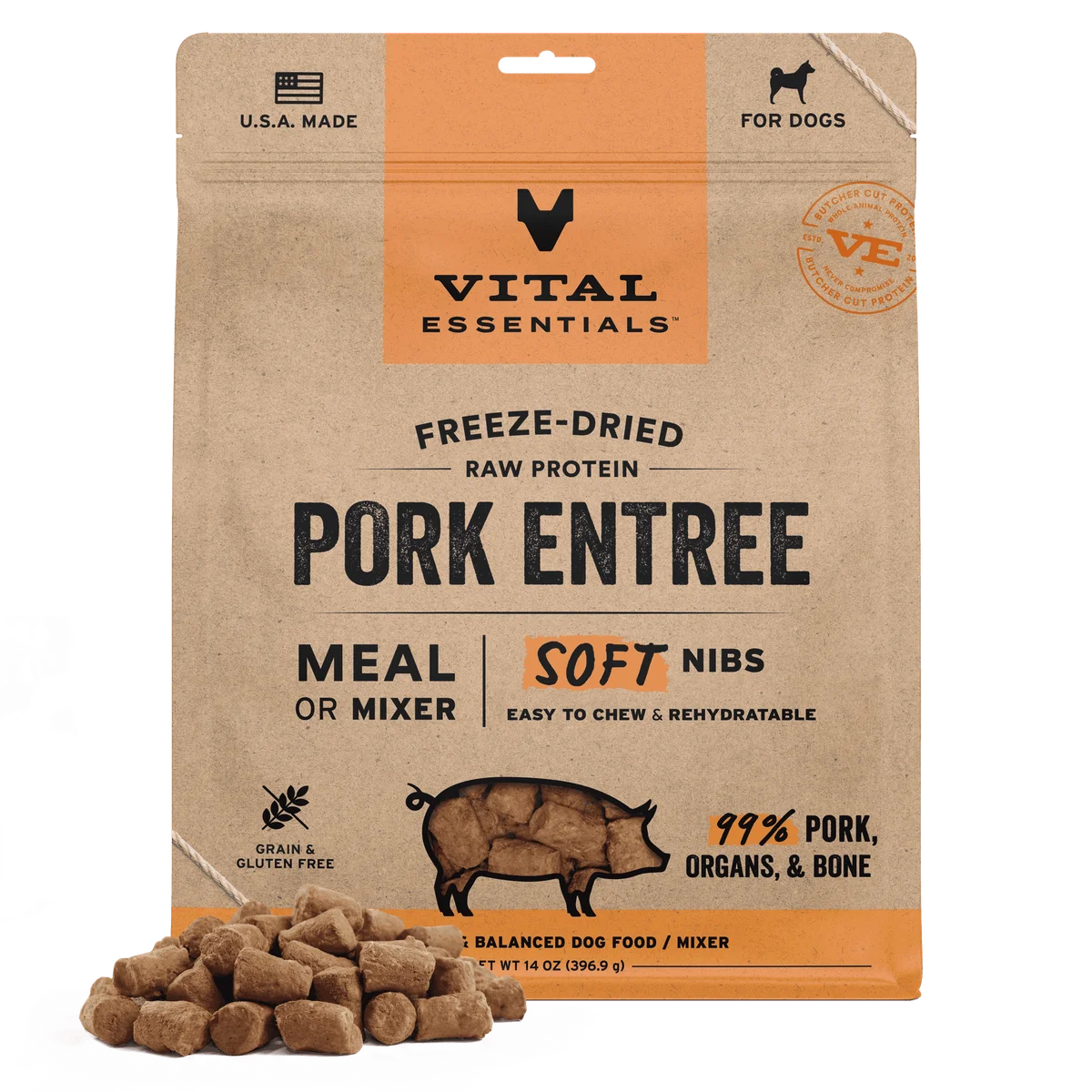 Vital Essentials Freeze-Dried Raw Pork Soft Nibs Entree