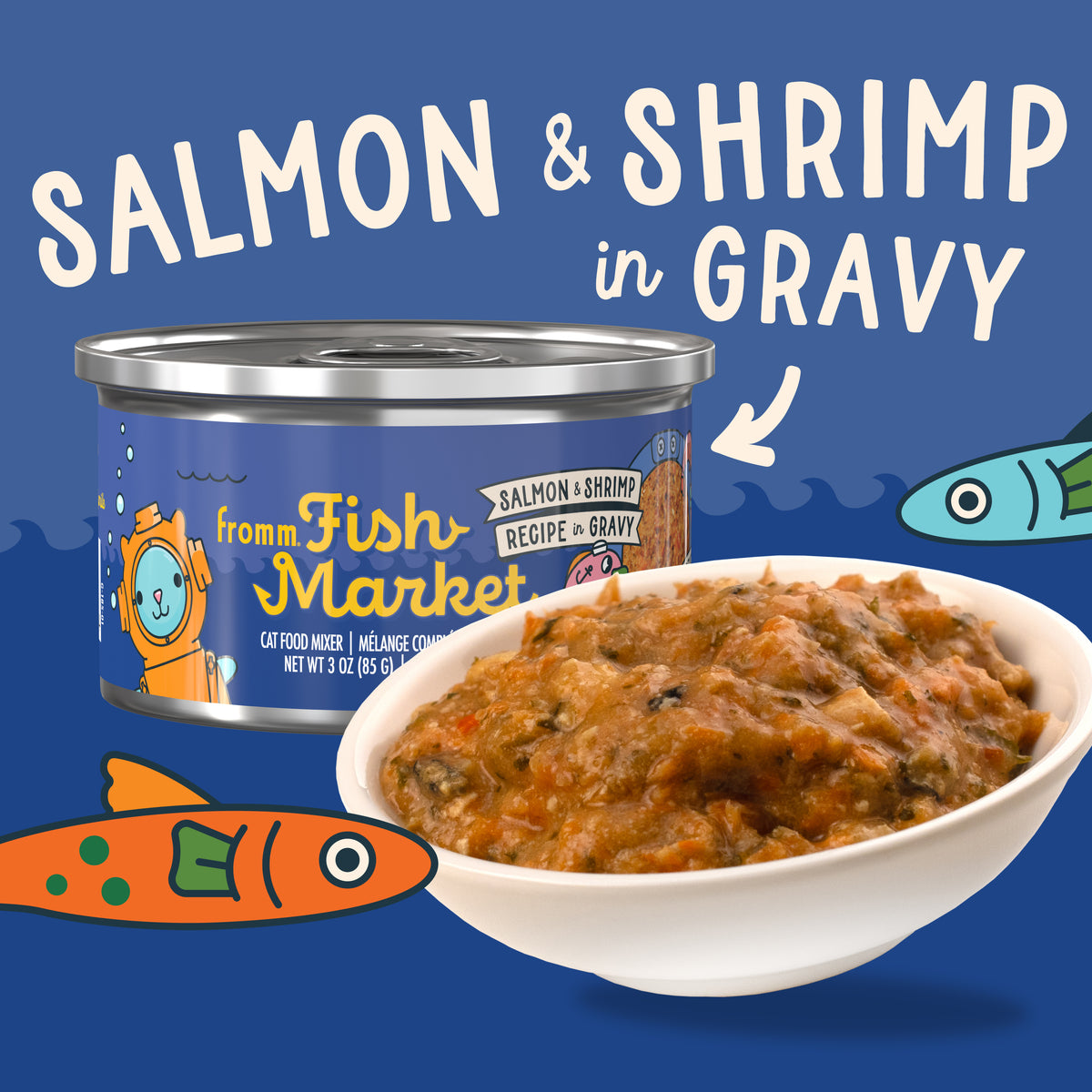 Fromm Fish Market Salmon &amp; Shrimp Recipe in Gravy Cat Food Mixer