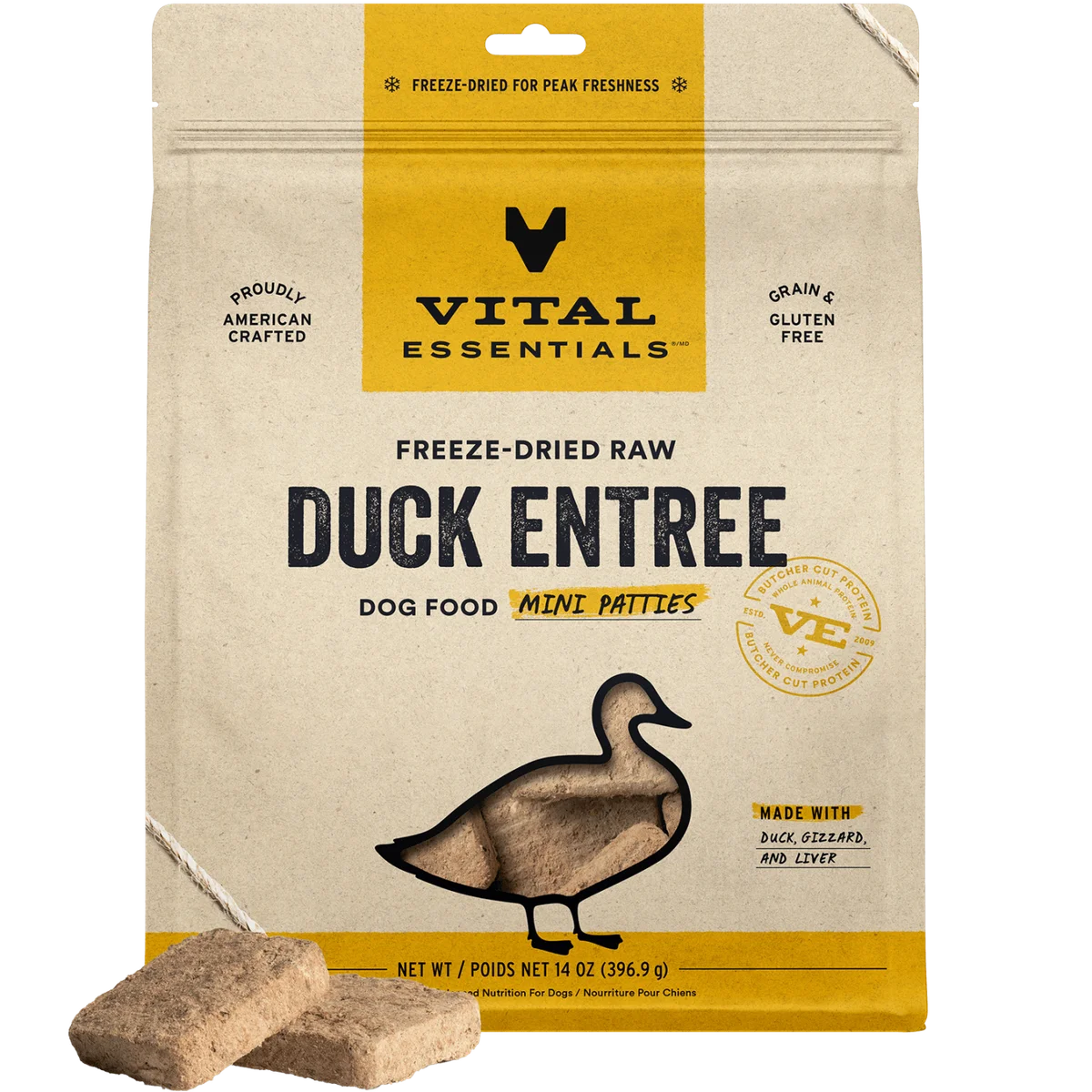 Vital Essentials Freeze-dried Raw Duck Mini Patties Entree - 14oz