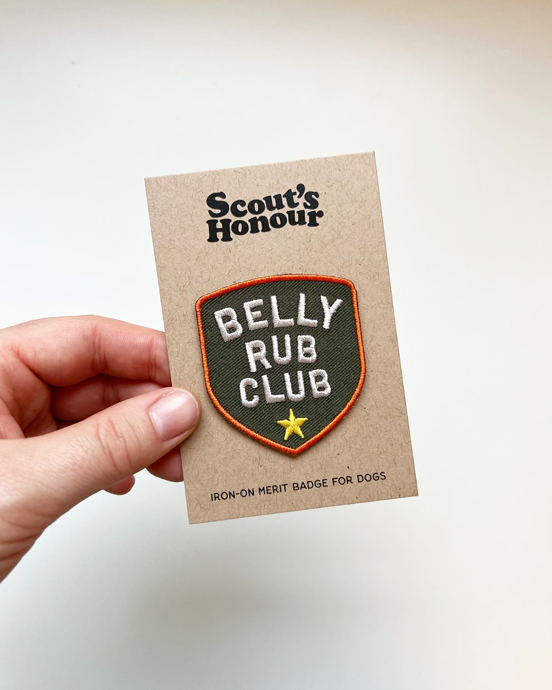 Scout's Honour - Belly Rub Club iron-on patch for dogs