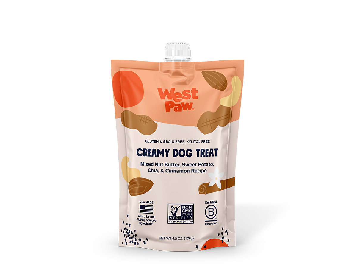 West Paw - Nut Butter, Sweet Potato, and Chia Seed Creamy Dog Treat: Case of 6
