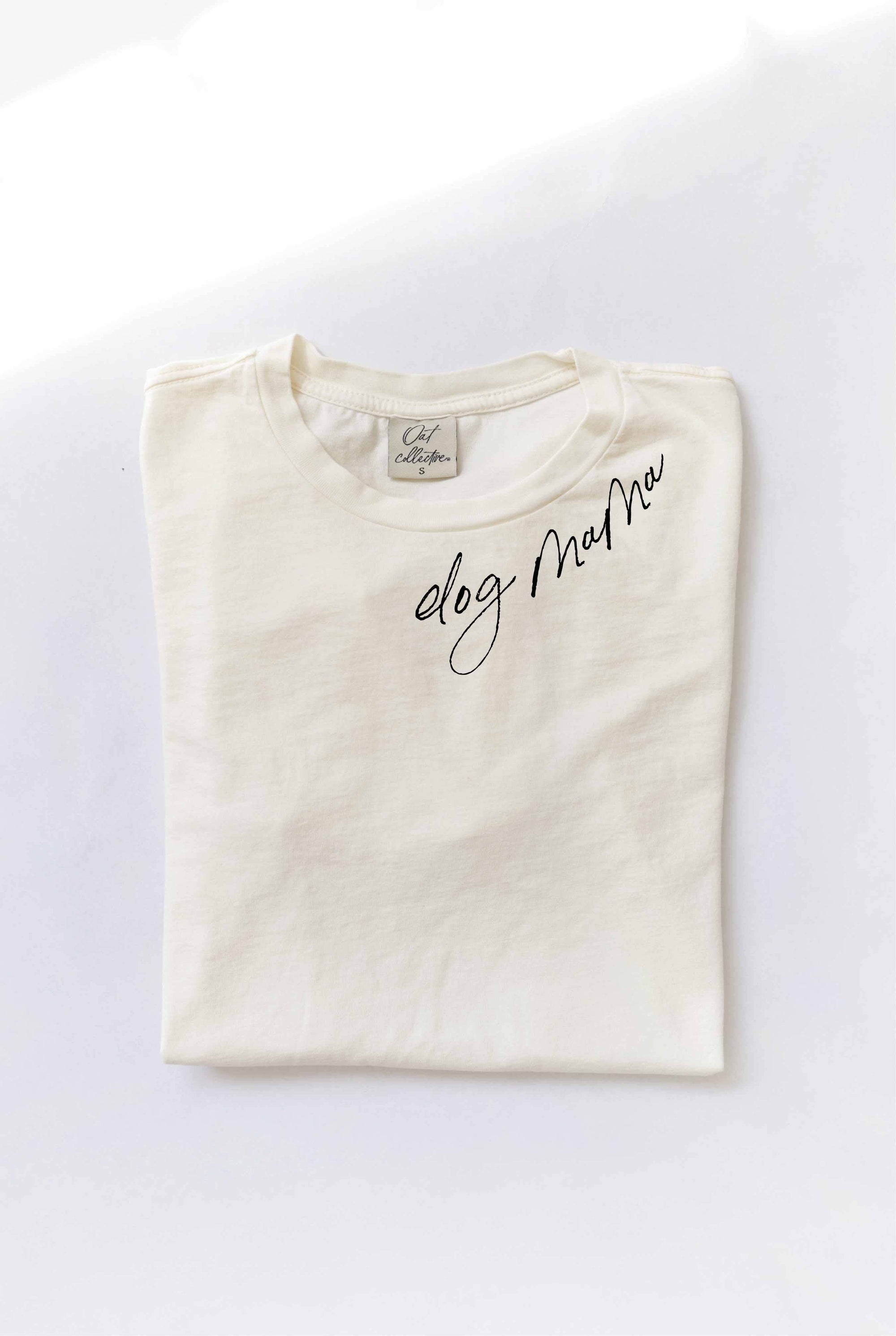 OAT COLLECTIVE - DOG MAMA Mineral Washed Graphic Top: CREAM / S
