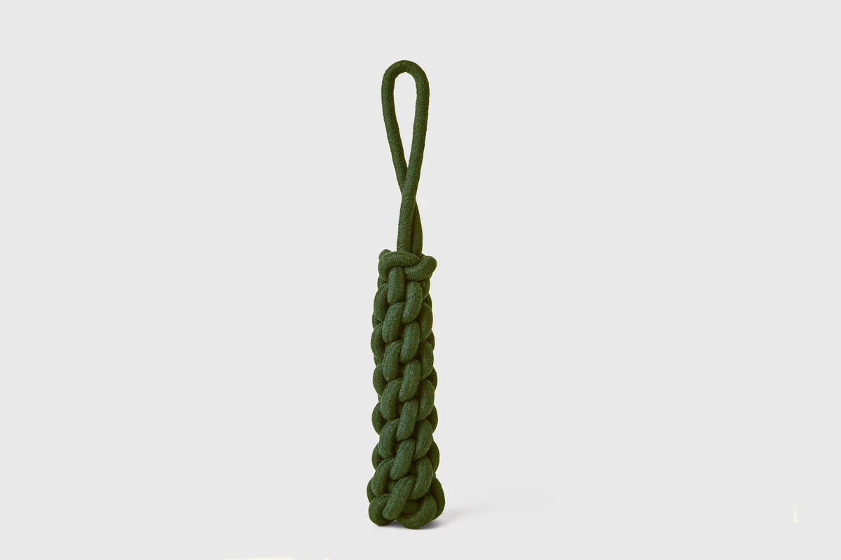 Jax &amp; Bones Top Tugger Rope Knot Dog Toy Olive 11"