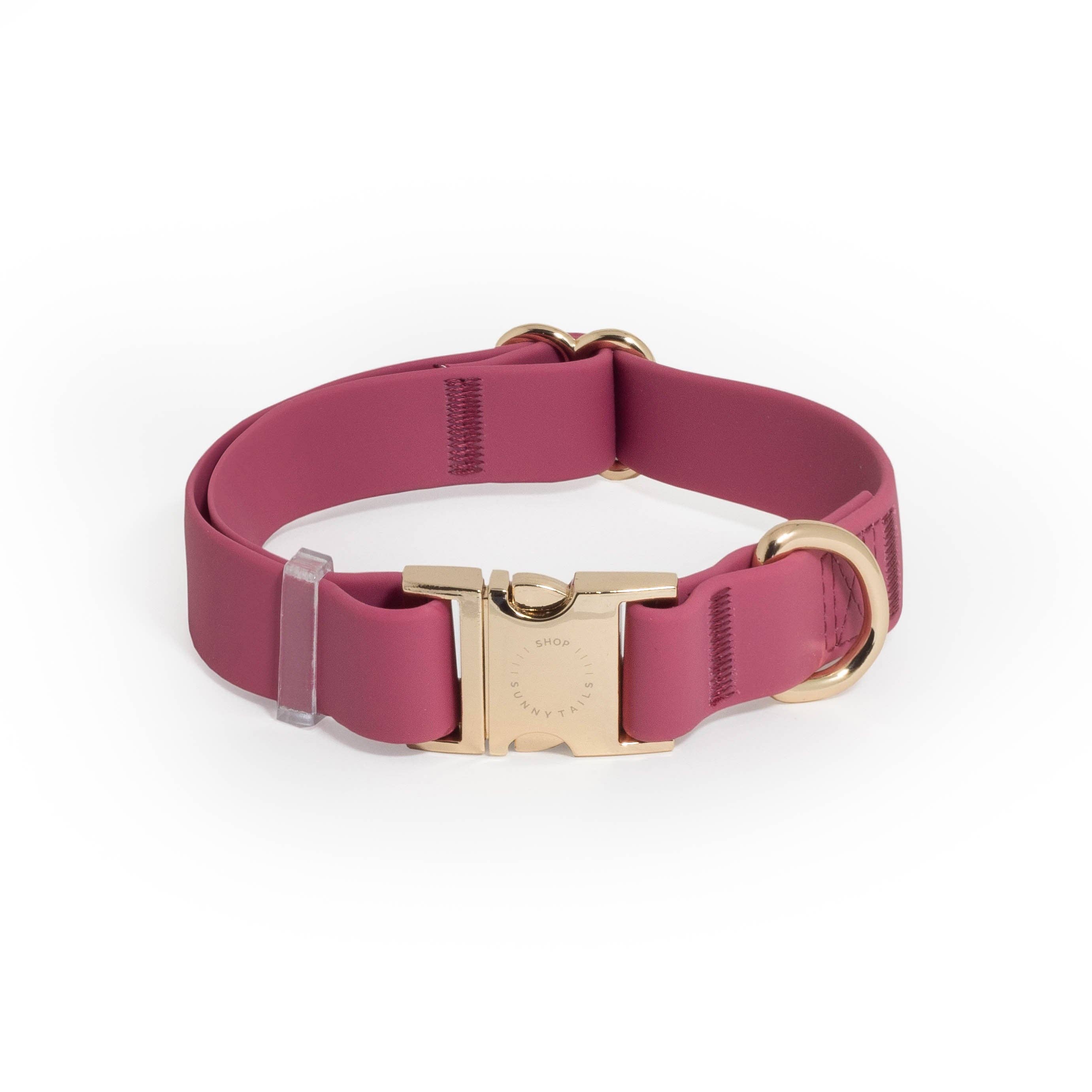 Sunny Tails Mulberry Burgundy Waterproof Dog Collar