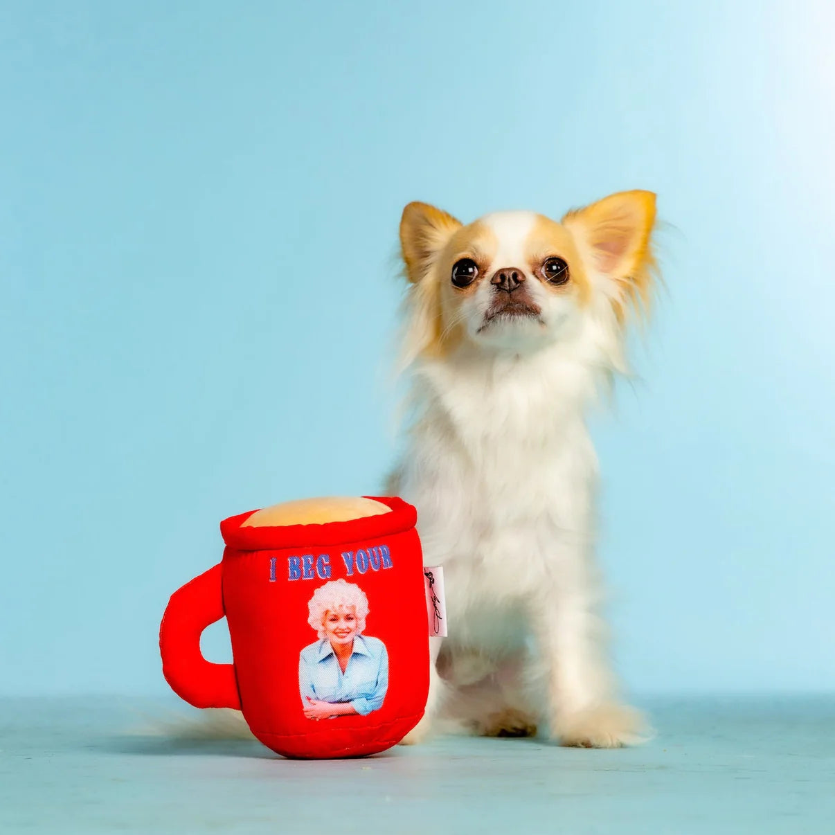 Doggy Parton - I Beg Your Parton Red Coffee Mug Plush Dog Squeaky Toy