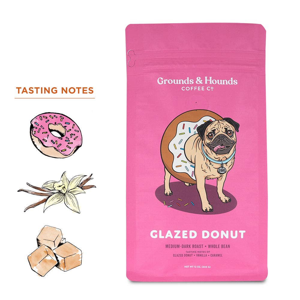 Grounds & Hounds Coffee Co. - Flavored: Glazed Donut Blend Coffee: Whole Bean
